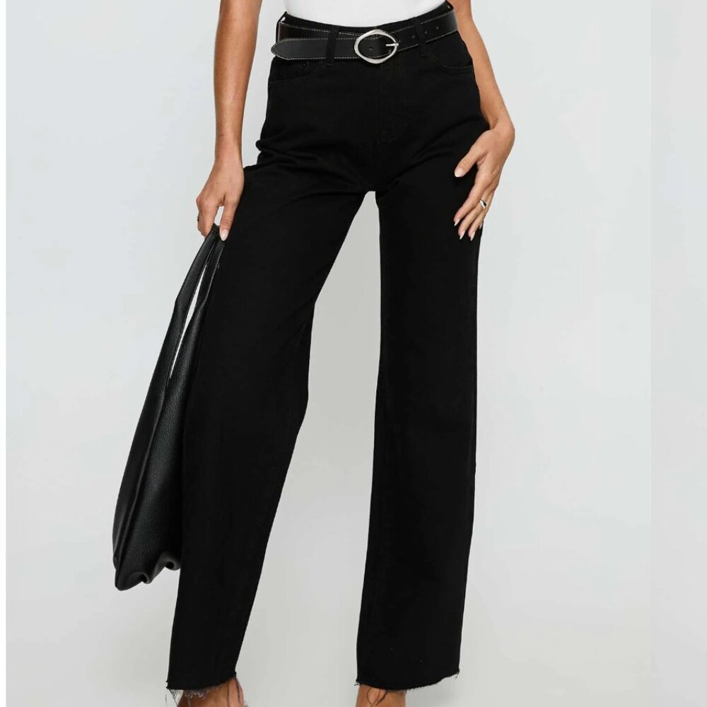 Princess Polly Henesey High Rise Straight Leg Jeans Jet Black Size 2*Never Worn*